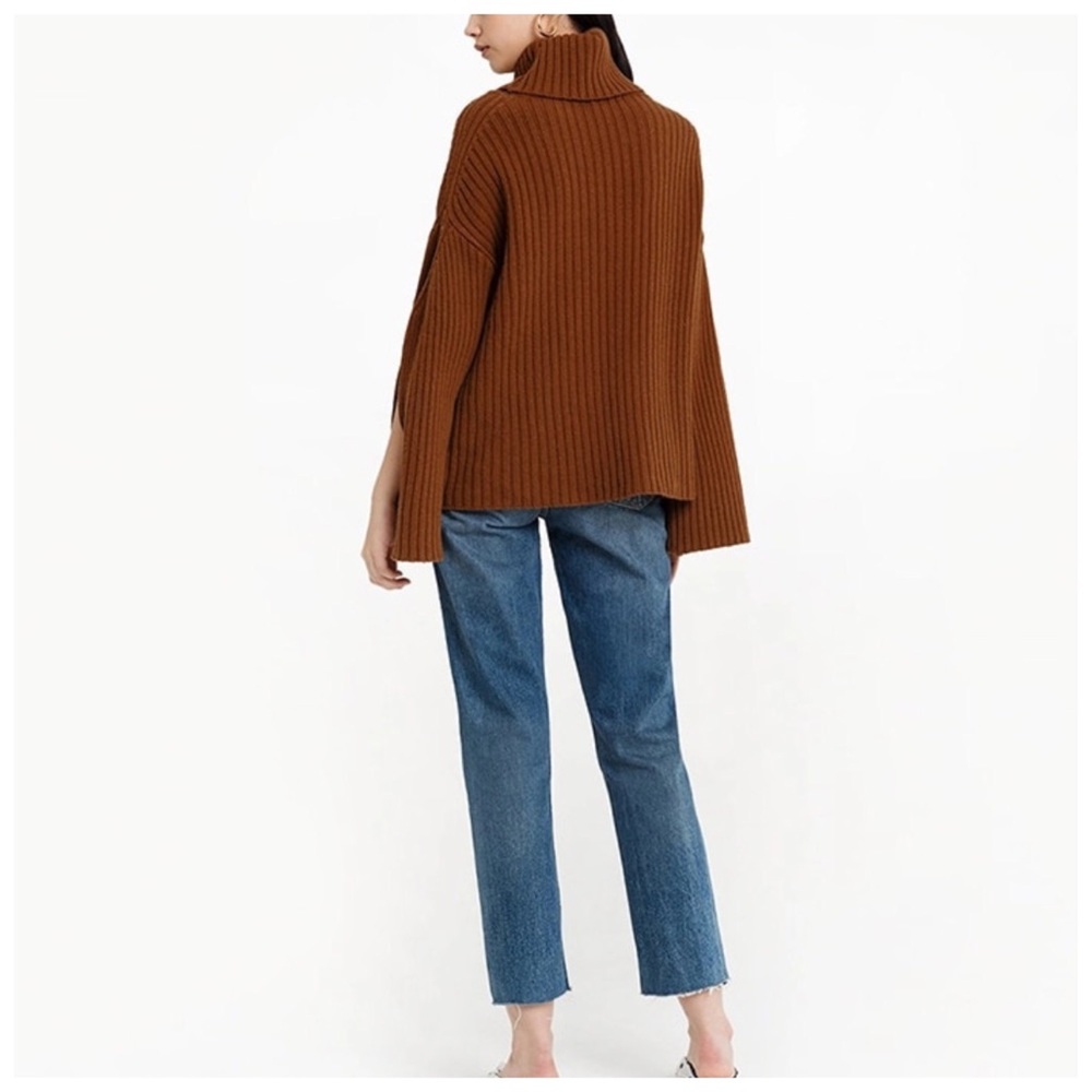 Brown Slit Sleeve Turtleneck Sweater C80 - Picture 3 of 5